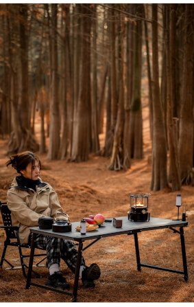 โต๊ะแคมป์ปิ้ง MOUNTAINHIKER ขนาดใหญ่ 120×60×45-70 ซม.สีดำเทา_1