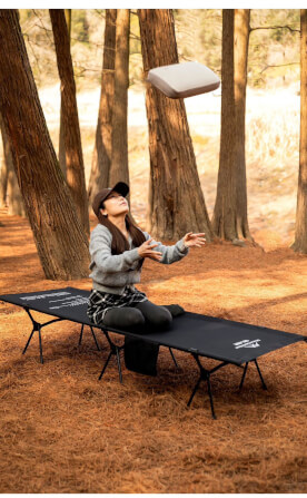 เตียงสนามพับได้ MOUNTAINHIKER 90 × 65 × 38 ซม. สีดำ_2