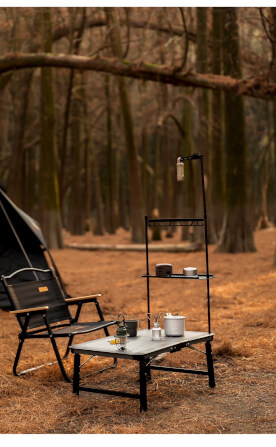 โต๊ะพับแคมป์ปิ้ง IGT MOUNTAINHIKER ระบบไฮดรอลิก สีดำ_7