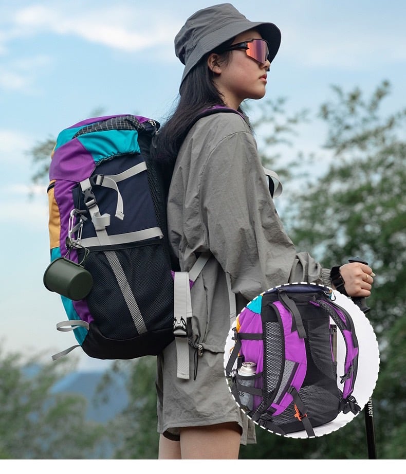 กระเป๋าเดินป่ากลางแจ้ง 35L  MOUNTAINHIKER สีม่วงฟ้า_5