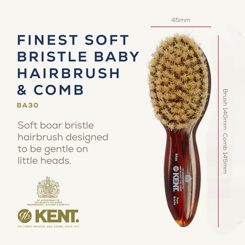 เซ็ทคู่แปรงและหวี สำหรับเด็ก KENT BA30 แปรงขนหมูป่าแท้ พร้อมหวี