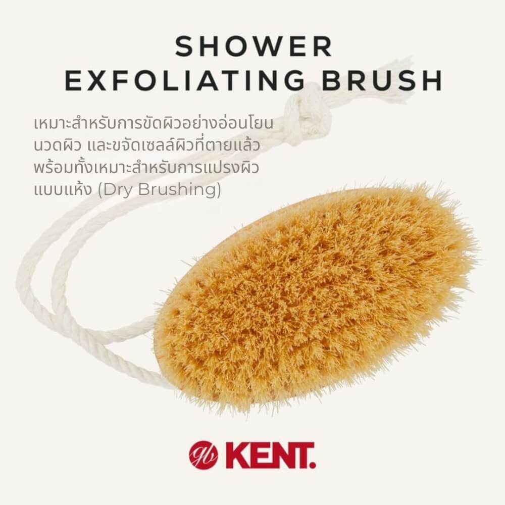 แปรงขัดผิวขนหมูป่าขาวแท้ KENT FD11 ด้ามไม้วงรี สำหรับอาบน้ำและผลัดเซลล์ผิว