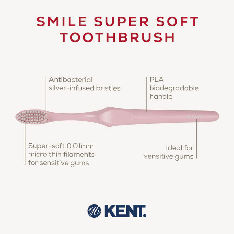 แปรงสีฟันขนนุ่มพิเศษ KENT SMILE ผสานซิลเวอร์ไอออน สีชมพู