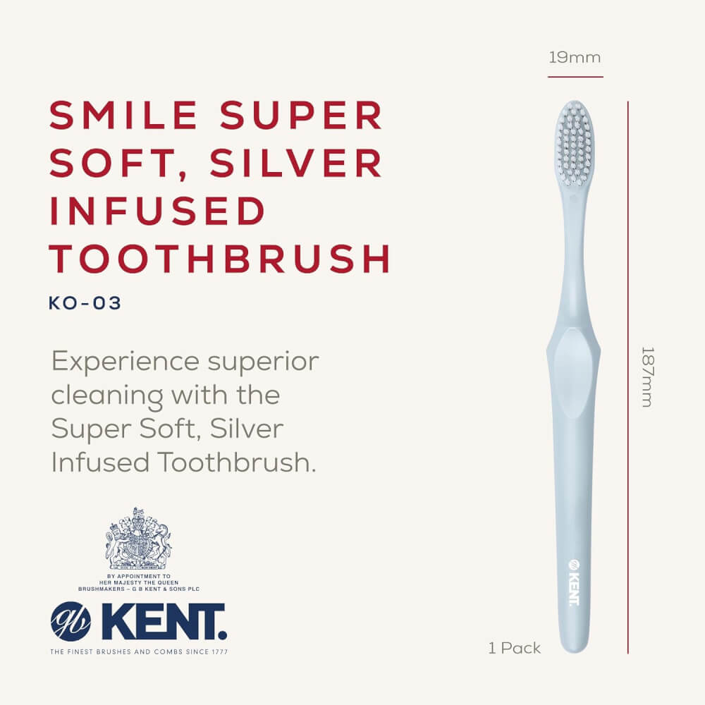 แปรงสีฟันขนนุ่มพิเศษ KENT SMILE ผสานซิลเวอร์ไอออน สีฟ้า