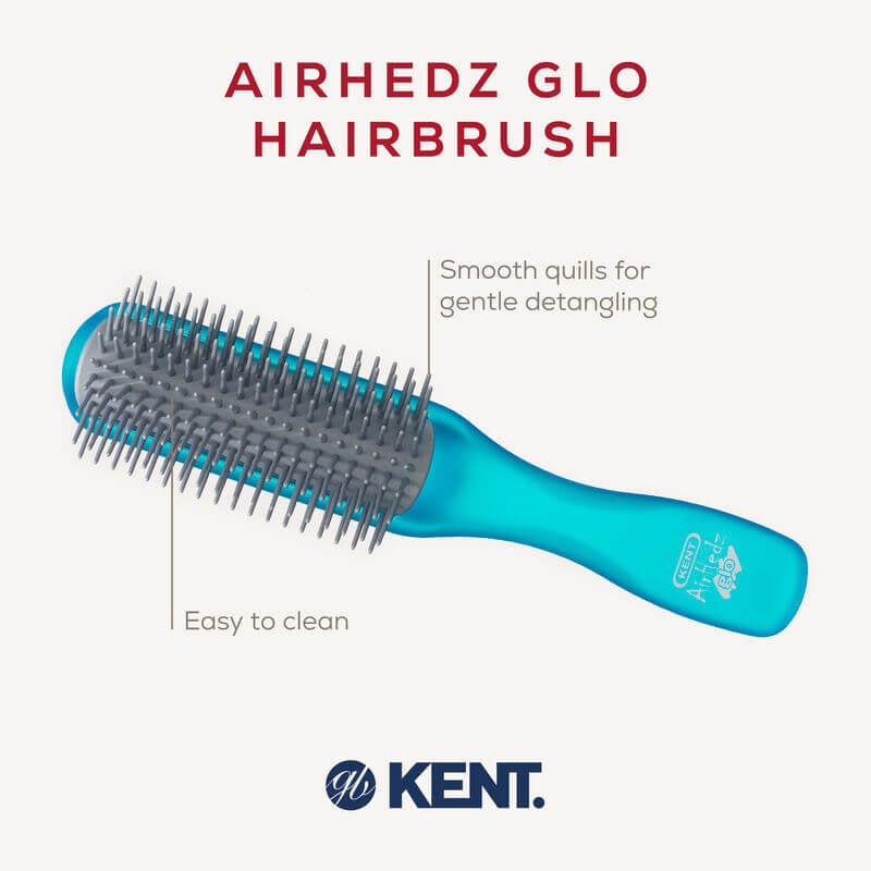 แปรงหวีผม ดีแทงเกิล KENT สีฟ้า รุ่น AHGLO01 - HALF ROUND DETANGLING BRUSH – อังกฤษ