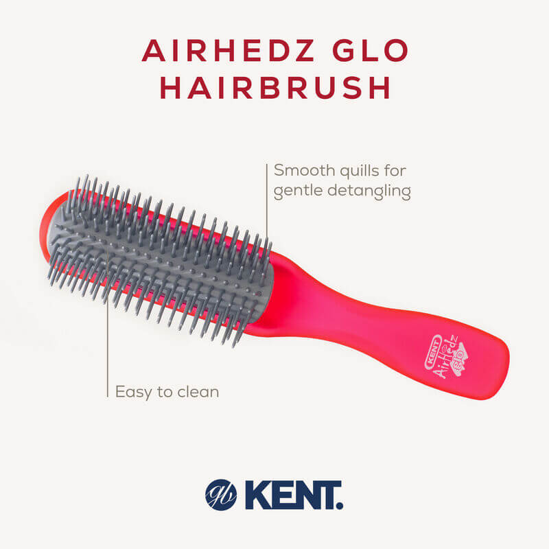 แปรงหวีผม ดีแทงเกิล KENT สีแดง รุ่น AHGLO01 - HALF ROUND DETANGLING BRUSH – อังกฤษ