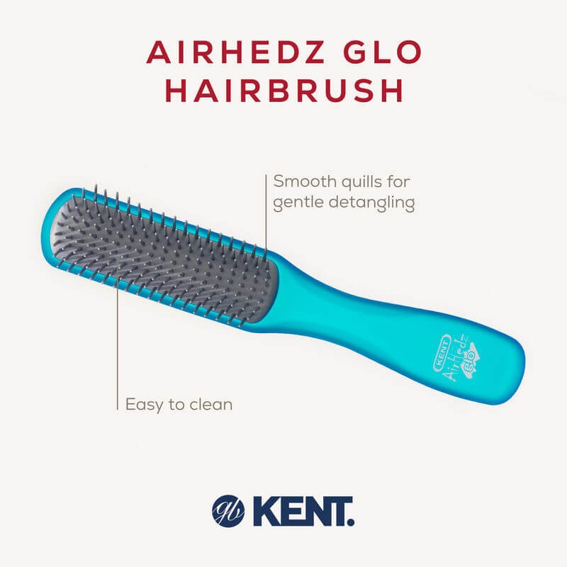 แปรงหวีผม ดีแทงเกิล KENT รุ่นแคบ AIRHEDZ DETANGLING สีฟ้า