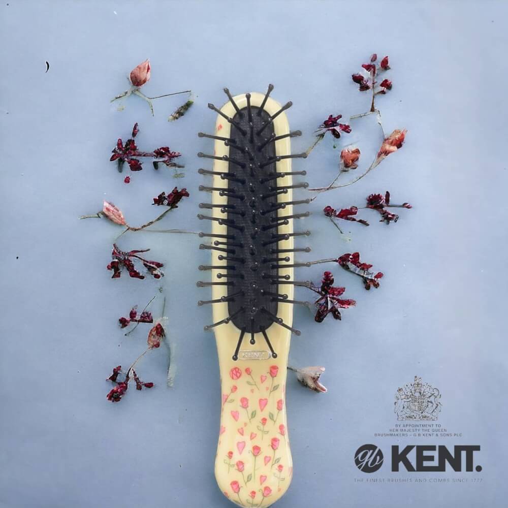 แปรงหวีผมเด็ก KENT รุ่น KIDS ARTHEDZ FLOWERS AND HEARTS HAIRBRUSH ลายดอกไม้และหัวใจ