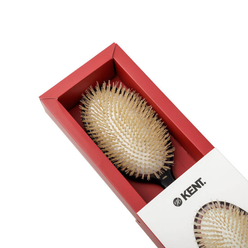แปรงหวีผม KENT รุ่น CLASSIC SHINE ขนาดใหญ่ ขนหมูป่าแท้สีขาว ขนนุ่ม นำเข้าจากอังกฤษ