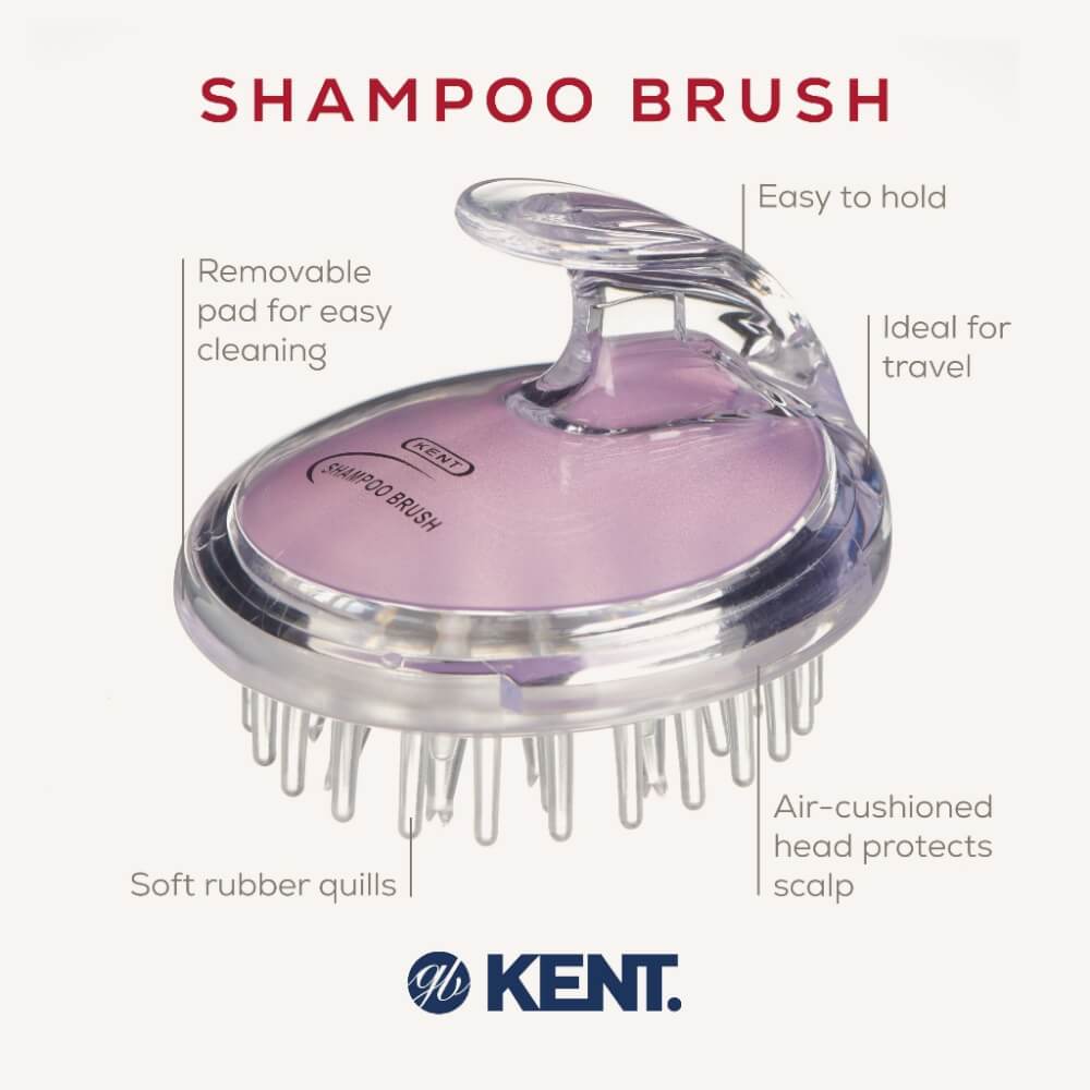 แปรงสระผม KENT SHAMPOO AND SCALP MASSAGE BRUSH สีม่วงอ่อน