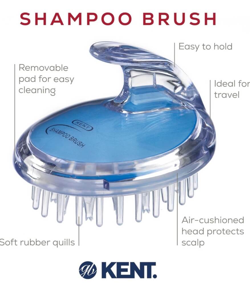 แปรงสระผม KENT SHAMPOO AND SCALP MASSAGE BRUSH สีฟ้า