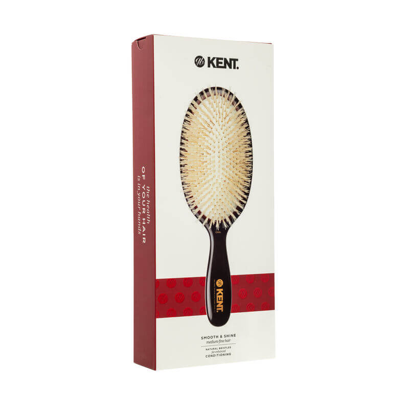 แปรงหวีผม KENT รุ่น CLASSIC SHINE ขนาดใหญ่ ขนหมูป่าแท้สีขาว ขนนุ่ม นำเข้าจากอังกฤษ