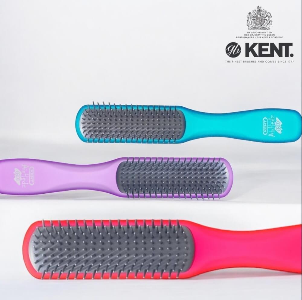 แปรงหวีผม ดีแทงเกิล KENT รุ่นแคบ AIRHEDZ DETANGLING สีฟ้า