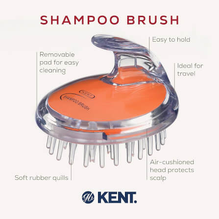 แปรงสระผม KENT SHAMPOO AND SCALP MASSAGE BRUSH สีส้ม_2