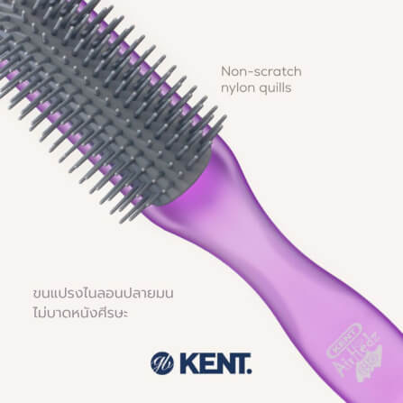 แปรงหวีผม ดีแทงเกิล KENT สีม่วง รุ่น AHGLO01 - HALF ROUND DETANGLING BRUSH – อังกฤษ_3