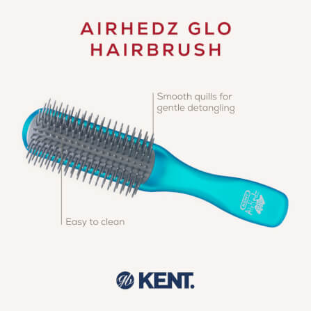 แปรงหวีผม ดีแทงเกิล KENT สีฟ้า รุ่น AHGLO01 - HALF ROUND DETANGLING BRUSH – อังกฤษ_4