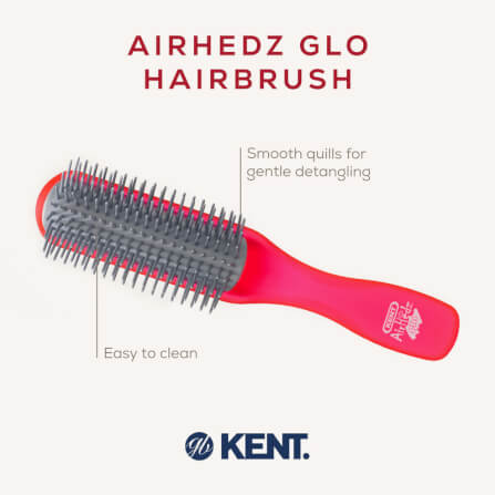 แปรงหวีผม ดีแทงเกิล KENT สีแดง รุ่น AHGLO01 - HALF ROUND DETANGLING BRUSH – อังกฤษ_4