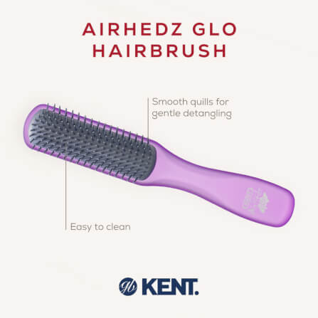 แปรงหวีผม ดีแทงเกิล KENT รุ่นแคบ AIRHEDZ DETANGLING สีม่วง_4