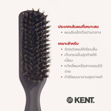 หวีแปรงขนหมูป่าแท้ KENT รุ่น AH14G AIRHEDZ หัวแคบ_4