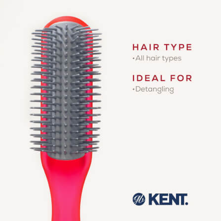 แปรงหวีผม ดีแทงเกิล KENT สีแดง รุ่น AHGLO01 - HALF ROUND DETANGLING BRUSH – อังกฤษ_5