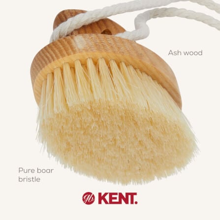 แปรงขัดผิวขนหมูป่าขาวแท้ KENT FD11 ด้ามไม้วงรี สำหรับอาบน้ำและผลัดเซลล์ผิว_5