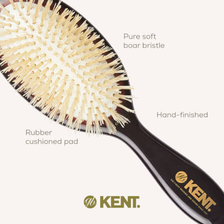 แปรงหวีผม KENT รุ่น CLASSIC SHINE ขนาดเล็ก ขนหมูป่าแท้สีขาว ขนนุ่ม นำเข้าจากอังกฤษ_5