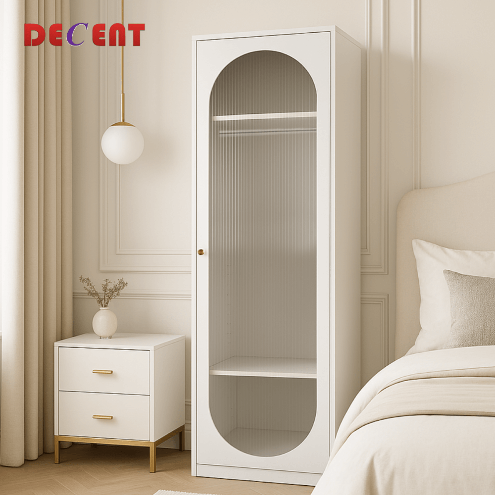 ตู้เสื้อผ้าเหล็ก บานเปิด 1 ประตู DECENT รุ่นมินิ สีขาว 60ซม._4