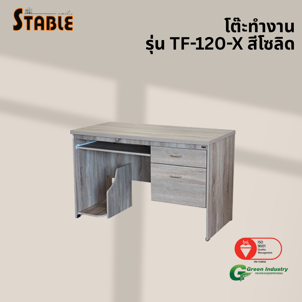 โต๊ะคอมพิวเตอร์ STABLE รุ่น TF-120-X 120 ซม. สีโซลิด
