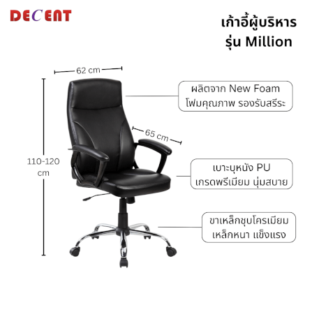 เก้าอี้ผู้บริหาร DECENT รุ่น MILLON สีดำ_2