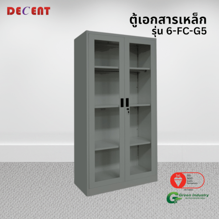 ตู้เอกสารเหล็กบานเปิด-กระจก DECENT รุ่น FC-G5 สีเทา 91.7ซม_3