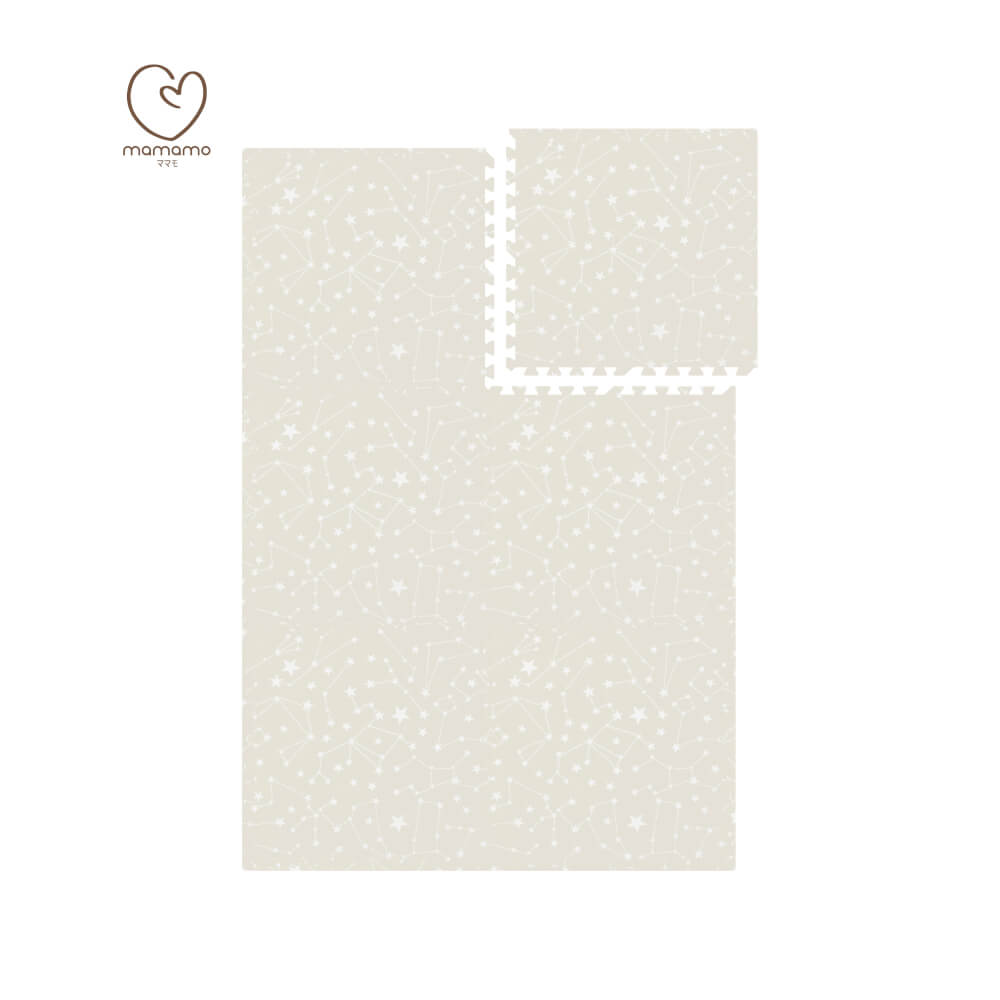 แผ่นรองคลาน จิ๊กซอว์ MAMAMO ลาย BEIGE STARLIGHT เซต 6 แผ่น หนา 1.2 CM. เกรดพรีเมี่ยม แผ่นใหญ่ มีขอบปิด แถมฟรี ถุงซิปพกพา พร้อมส่ง_3