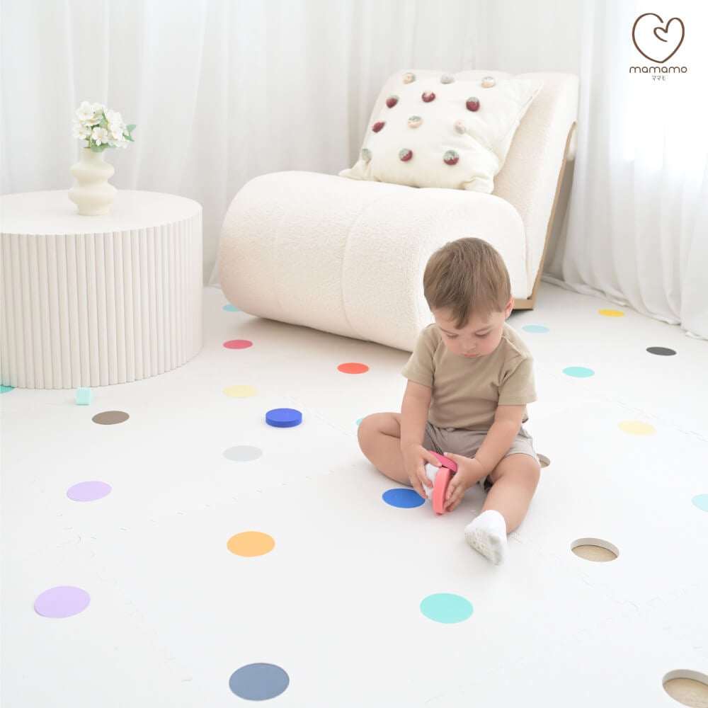 แผ่นรองคลาน จิ๊กซอว์ MAMAMO ลาย RAINBOW DOT เซต 6 แผ่น เกรดพรีเมี่ยม หนา 1.4 CM. พร้อมขอบปิด แถมฟรี ถุงซิปพกพา พร้อมส่ง