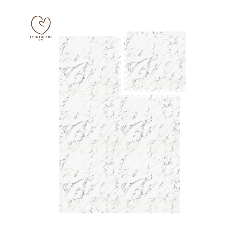 แผ่นรองคลาน จิ๊กซอว์ MAMAMO ลาย WHITE MARBLE เซต 6 แผ่น หนา 1.2 CM. เกรดพรีเมี่ยม แผ่นใหญ่ มีขอบปิด แถมฟรี ถุงซิปพกพา พร้อมส่ง_3