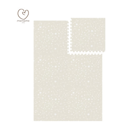 แผ่นรองคลาน จิ๊กซอว์ MAMAMO ลาย BEIGE STARLIGHT เซต 6 แผ่น หนา 1.2 CM. เกรดพรีเมี่ยม แผ่นใหญ่ มีขอบปิด แถมฟรี ถุงซิปพกพา พร้อมส่ง