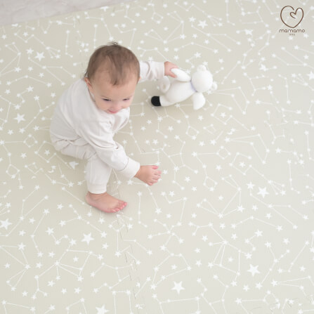 แผ่นรองคลาน จิ๊กซอว์ MAMAMO ลาย BEIGE STARLIGHT เซต 6 แผ่น หนา 1.2 CM. เกรดพรีเมี่ยม แผ่นใหญ่ มีขอบปิด แถมฟรี ถุงซิปพกพา พร้อมส่ง_2