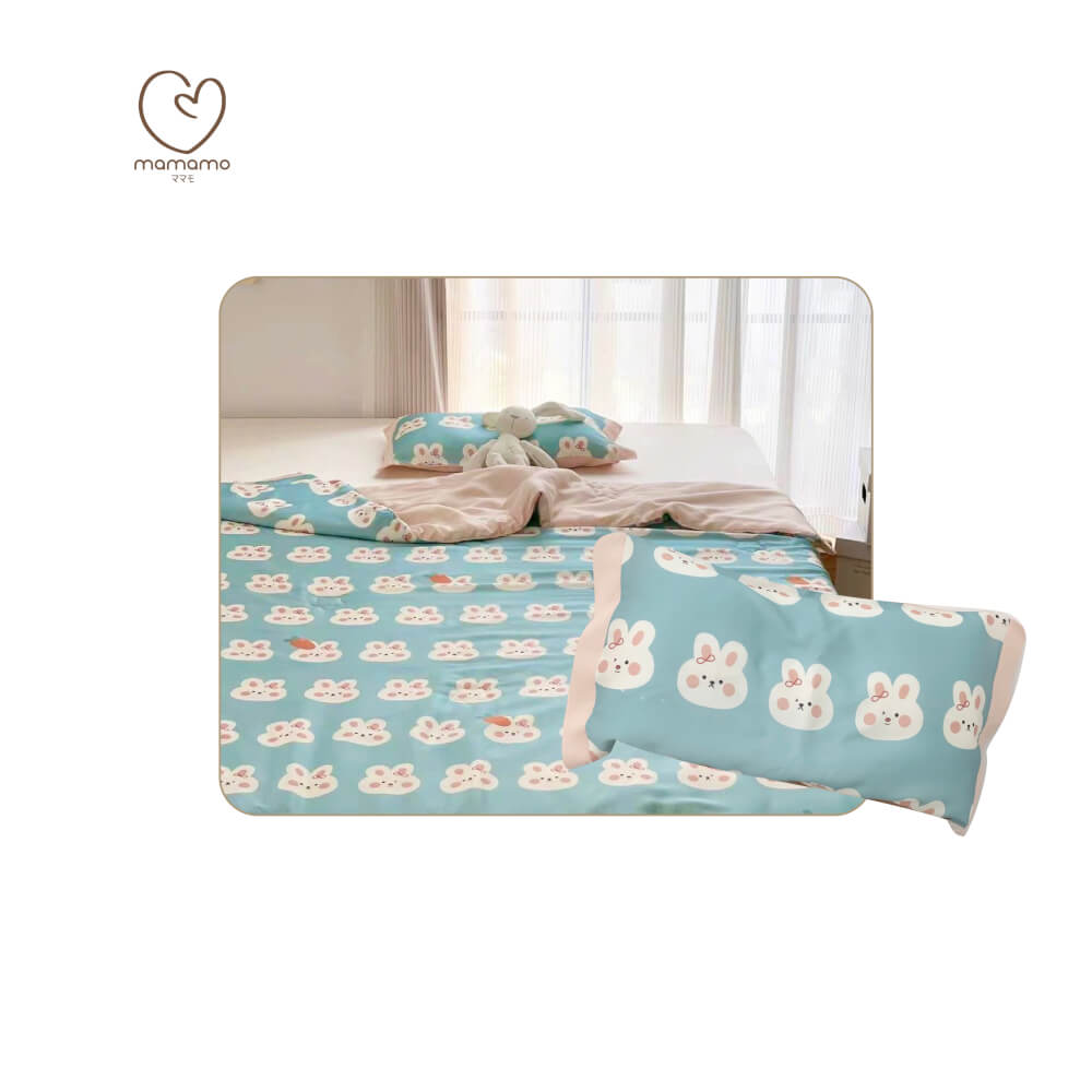 ผ้าห่ม MAMAMO ผ้า TENCEL ลาย BABY RABBIT ขนาด 120X150 CM. แถมฟรี ปลอกหมอน พร้อมส่ง