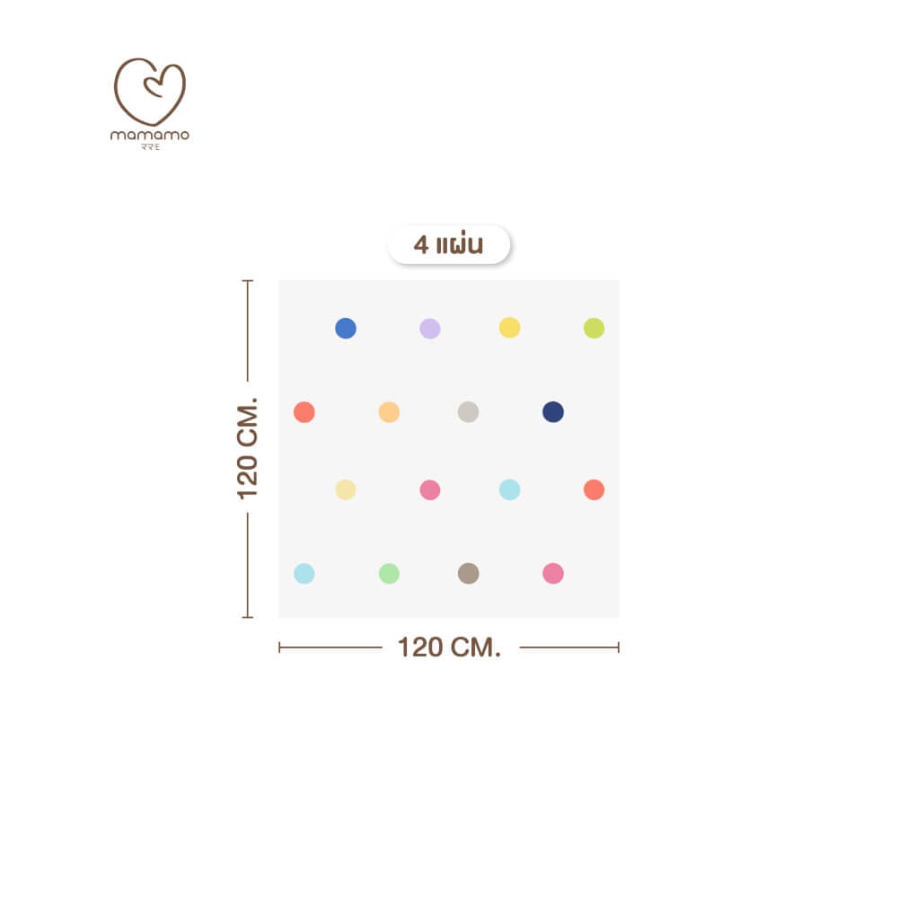 แผ่นรองคลาน จิ๊กซอว์ MAMAMO ลาย RAINBOW DOT เซต 4 แผ่น เกรดพรีเมี่ยม หนา 1.4 CM. พร้อมขอบปิด พร้อมส่ง_0