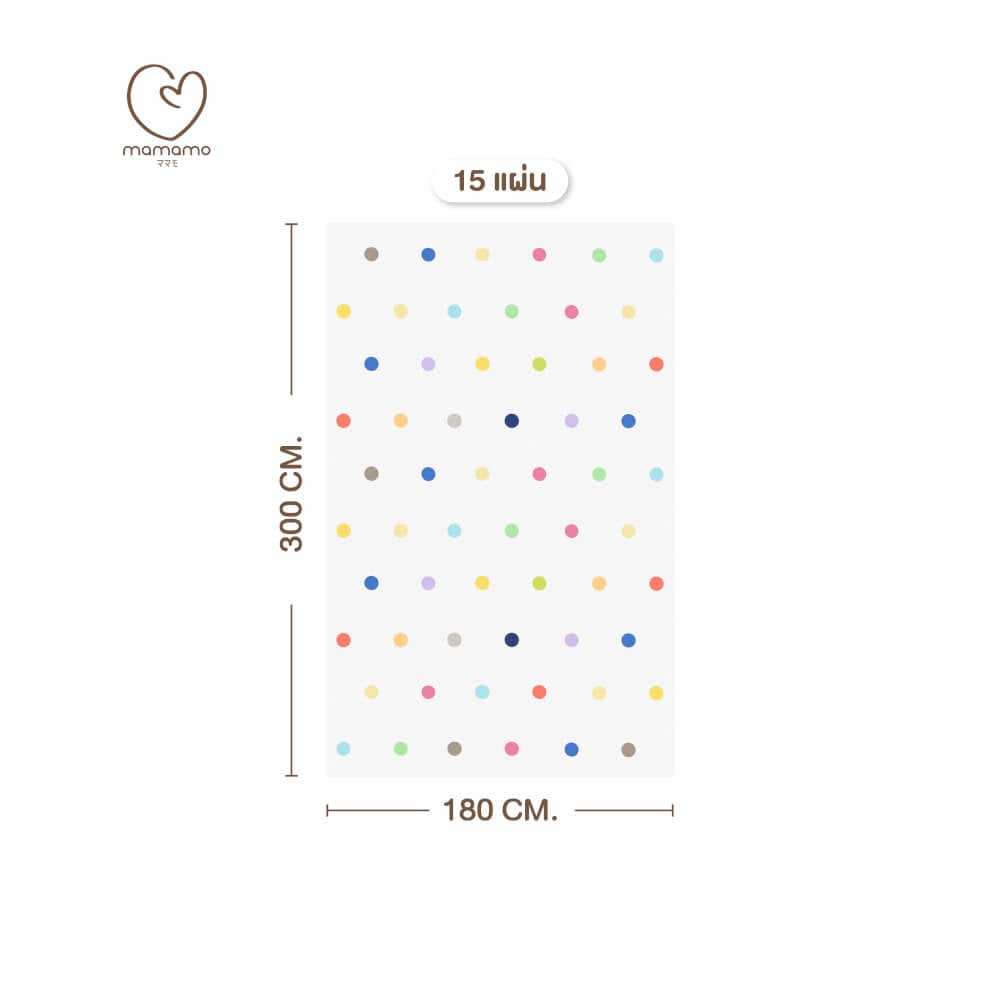 แผ่นรองคลาน จิ๊กซอว์ MAMAMO ลาย RAINBOW DOT เซต 15 แผ่น เกรดพรีเมี่ยม หนา 1.4 CM. พร้อมขอบปิด พร้อมส่ง_0