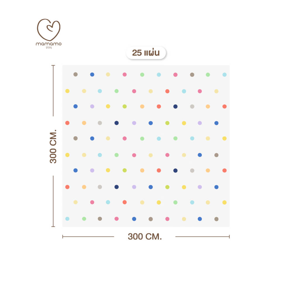 แผ่นรองคลาน จิ๊กซอว์ MAMAMO ลาย RAINBOW DOT เซต 25 แผ่น เกรดพรีเมี่ยม หนา 1.4 CM. พร้อมขอบปิด พร้อมส่ง_8