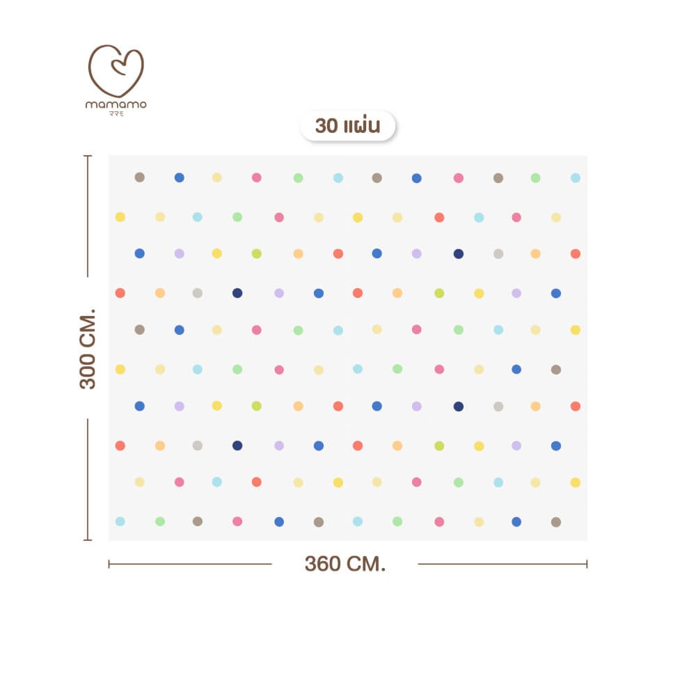 แผ่นรองคลาน จิ๊กซอว์ MAMAMO ลาย RAINBOW DOT เซต 30 แผ่น เกรดพรีเมี่ยม หนา 1.4 CM. พร้อมขอบปิด พร้อมส่ง