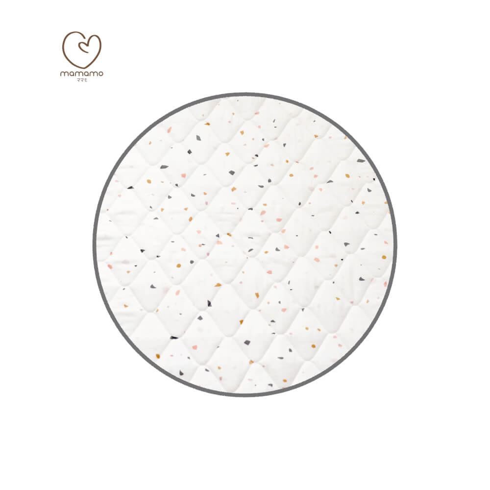 ผ้าปูรองคลาน MAMAMO ลาย PASTEL TERRAZZO รูปทรงวงกลม เนื้อผ้านุ่มนิ่ม มีปุ่มกันลื่น พร้อมส่ง