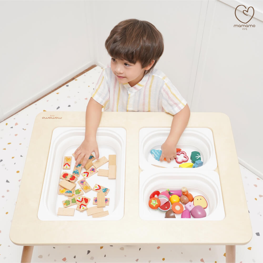 โต๊ะหลุม MAMAMO เสริมพัฒนาการ สีครีม ดีไซน์โค้งมน ปลอดภัยต่อลูกน้อย เฟอร์นิเจอร์เด็ก พร้อมส่ง
