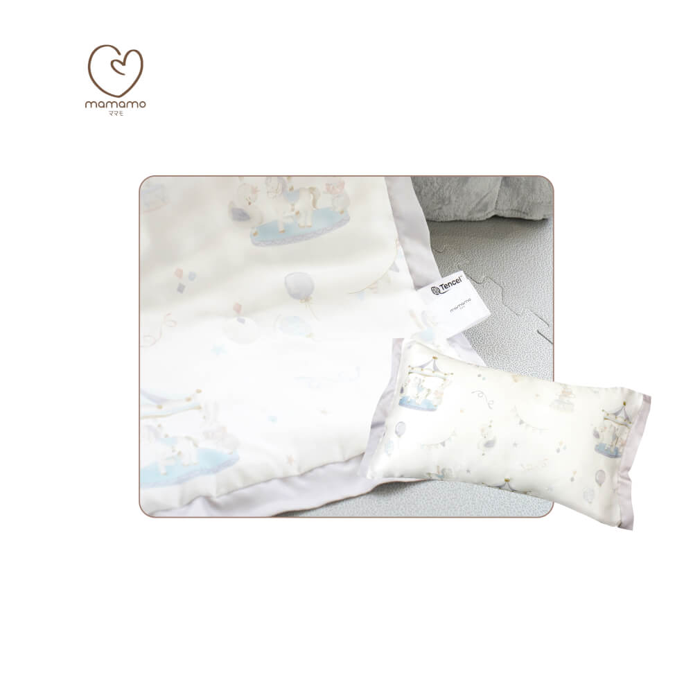 MAMAMO ผ้าห่ม TENCEL ลาย PASTEL CAROUSEL ขนาด 90X110 CM. เกรดพรีเมียม ผ้านุ่มสบาย หายใจผ่านได้ พร้อมส่ง_6