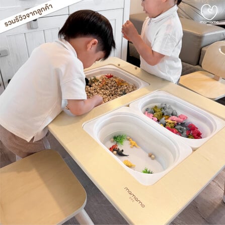 โต๊ะหลุม MAMAMO เสริมพัฒนาการ สีครีม ดีไซน์โค้งมน ปลอดภัยต่อลูกน้อย เฟอร์นิเจอร์เด็ก พร้อมส่ง_10