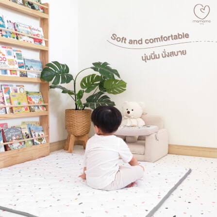 ผ้าปูรองคลาน MAMAMO ผ้าปูอเนกประสงค์ ลาย PASTEL TERRAZZO ขนาด 130X130 CM. เนื้อผ้านุ่มนิ่ม มีปุ่มกันลื่น พร้อมส่ง_2