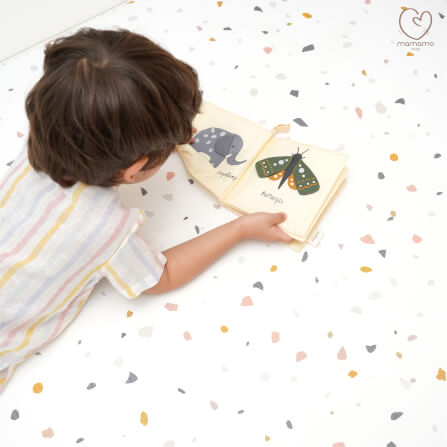 แผ่นรองคลาน PU ม้วน MAMAMO ความหนาพรีเมี่ยม 1.5 CM. ขนาด 140X200 CM. ลาย PASTEL TERRAZZO มีลาย 2 ด้าน พร้อมส่ง_3