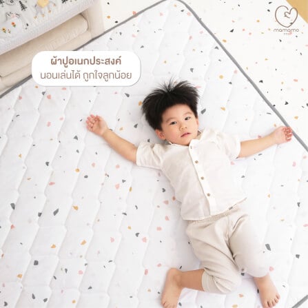 ผ้าปูรองคลาน MAMAMO ผ้าปูอเนกประสงค์ ลาย PASTEL TERRAZZO ขนาด 130X130 CM. เนื้อผ้านุ่มนิ่ม มีปุ่มกันลื่น พร้อมส่ง_4