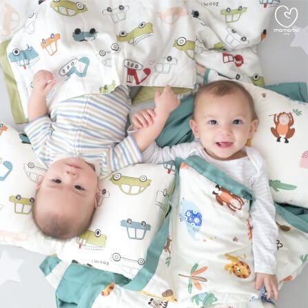 ผ้าห่ม MAMAMO ผ้า TENCEL ลาย HAPPY ANIMALS ขนาด 120X150 CM. แถมฟรี ปลอกหมอน พร้อมส่ง_5
