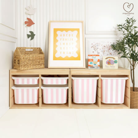 ลิ้นชักเก็บของเล่น MAMAMO แบบ 4 ลิ้นชัก ลาย BLUSH STRIPE ชั้นเก็บของเล่น กล่องลิ้นชักเก็บของเล่น เฟอร์นิเจอร์สำหรับเด็ก ดีไซน์โค้งมน ปลอดภัยต่อลูกน้อย_5