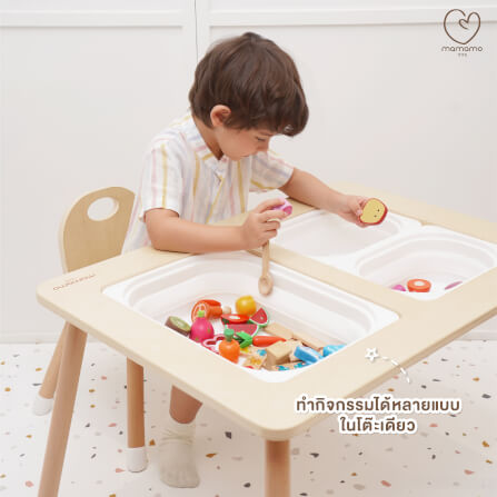โต๊ะหลุม MAMAMO เสริมพัฒนาการ สีครีม ดีไซน์โค้งมน ปลอดภัยต่อลูกน้อย เฟอร์นิเจอร์เด็ก พร้อมส่ง_7